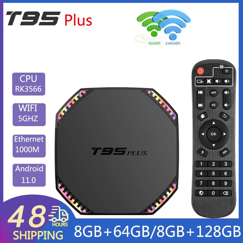 T95 ÷ Ʈ ȵ̵ TV ڽ, ȵ̵ 11.0, 2.4G, 5G,  , 8K 3D ÷, BT LAN, 1000M ̵ ÷̾, HDR10  ڽ, RK3566